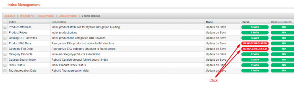 magento flat data unindexed