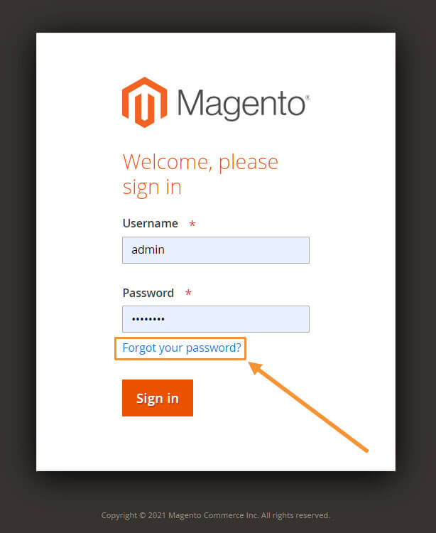 Forgot your password Magento 2