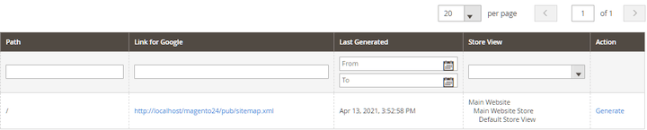 Generated sitemap Magento