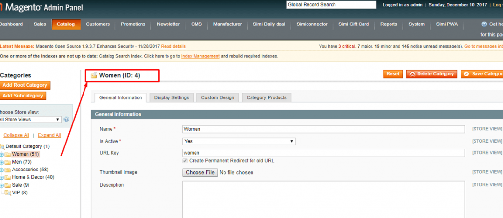 Magento get category id