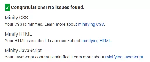 Google PageSpeed Insights recommends minification