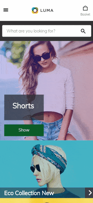 Mobile Default Main Menu - SimiCart PWA Studio Module