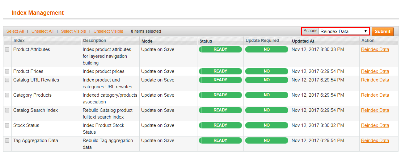 magento index management