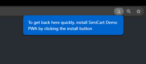 PWA install button on browser bar
