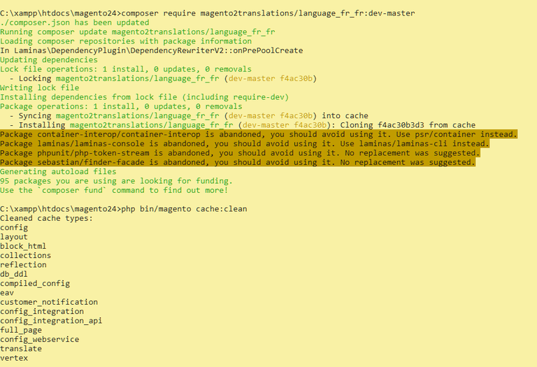 Installing language packages Magento 2