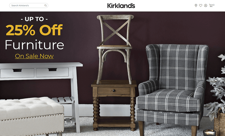 Kirkland's website storefront