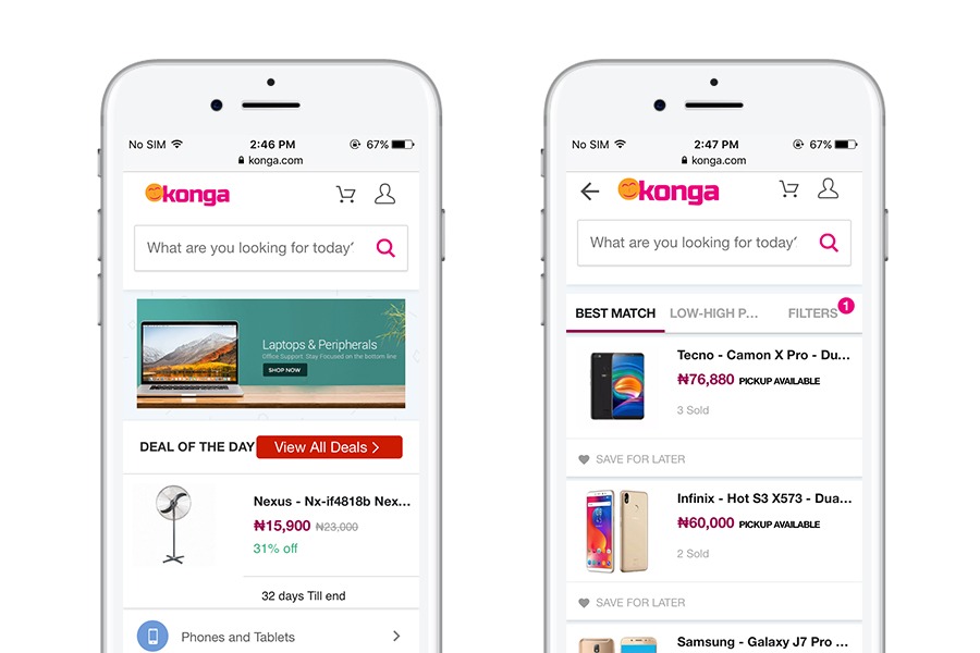 Konga - 10 best progressive web apps for ecommerce 2018