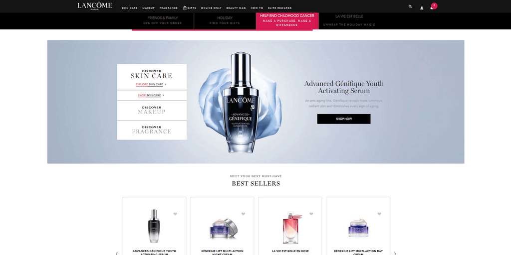 Lancome website storefront