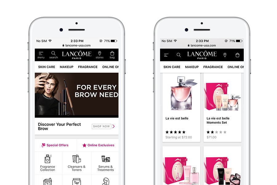 Lancome - 10 best progressive web apps for ecommerce 2018