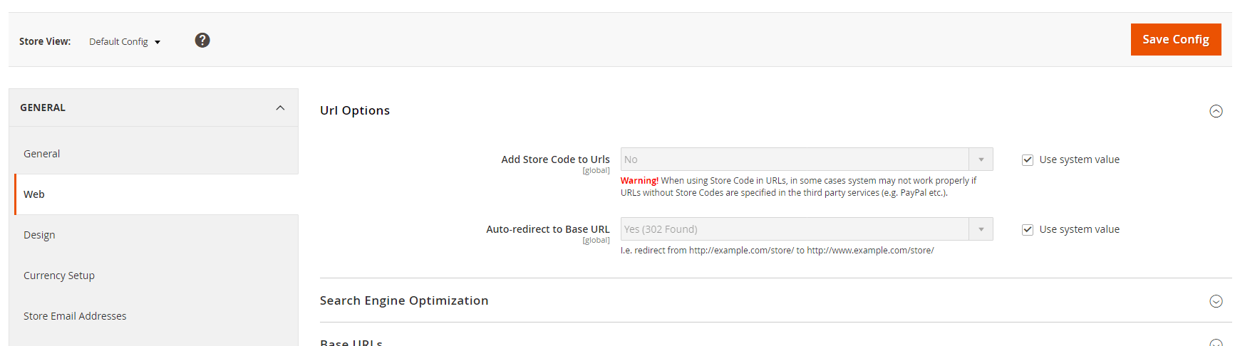 Magento 2 url options