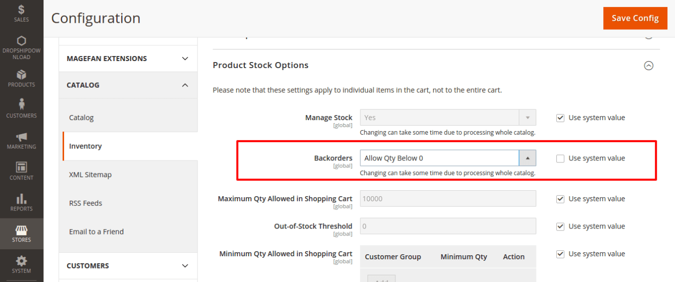 Magento 2 backorders