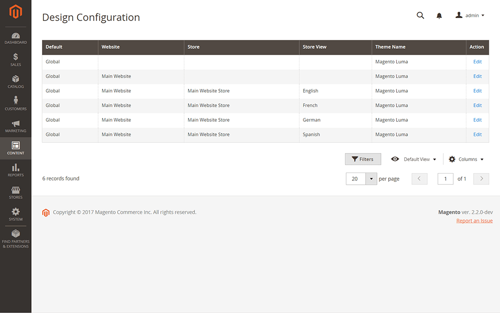 magento design configuration