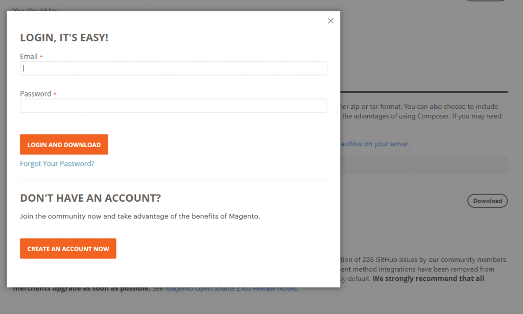 magento download login popup