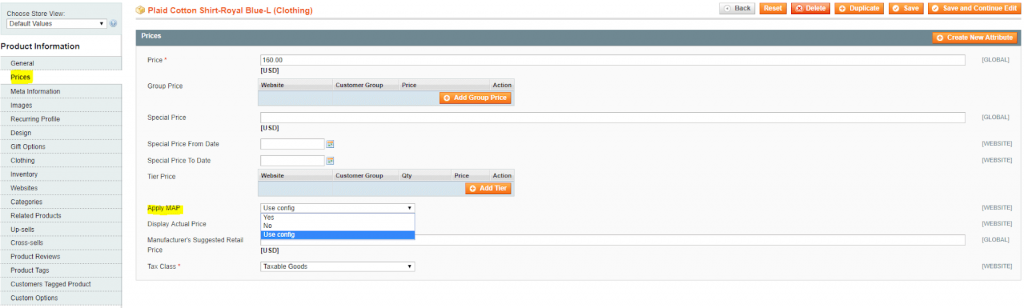 apply MAP Magento 1