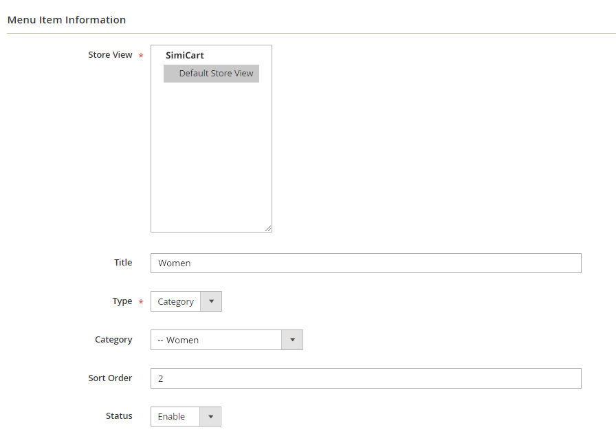 SimiCart PWA Studio Module - Menu Item Information