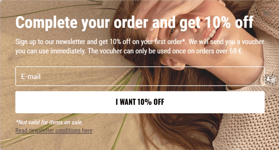 Discount exit-intent popup