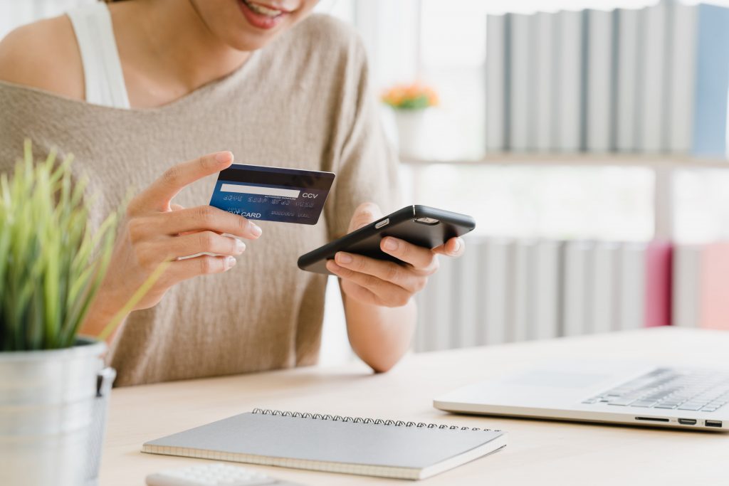 Woman shopping on mobile