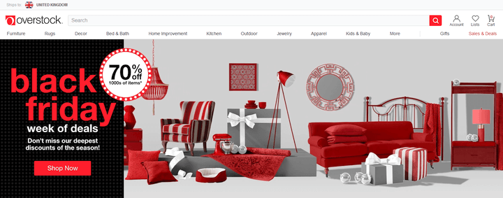 Overstock website storefront