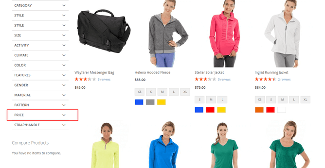 magento 2 price navigation