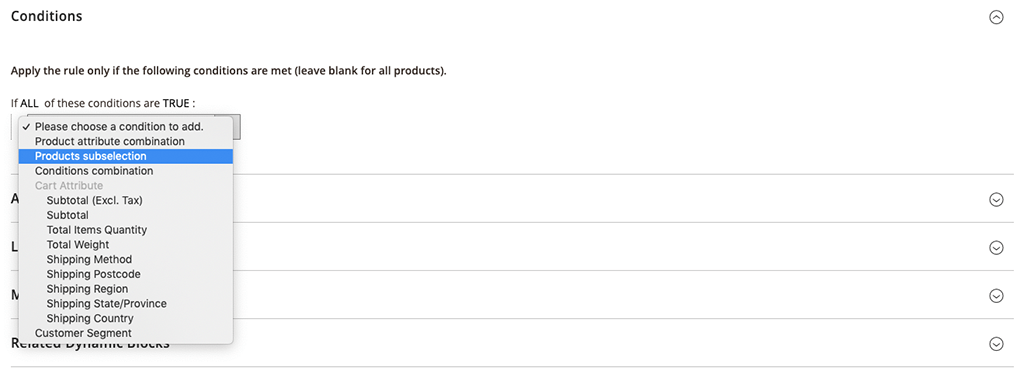product subselection