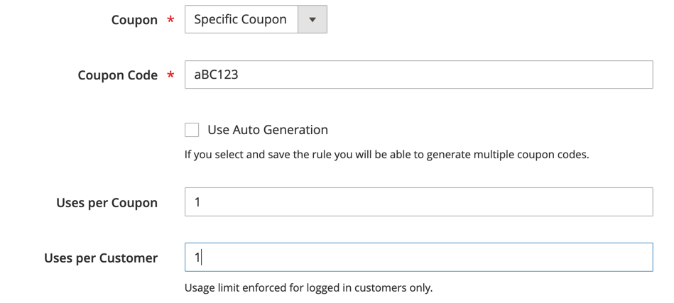 cart price rule coupon