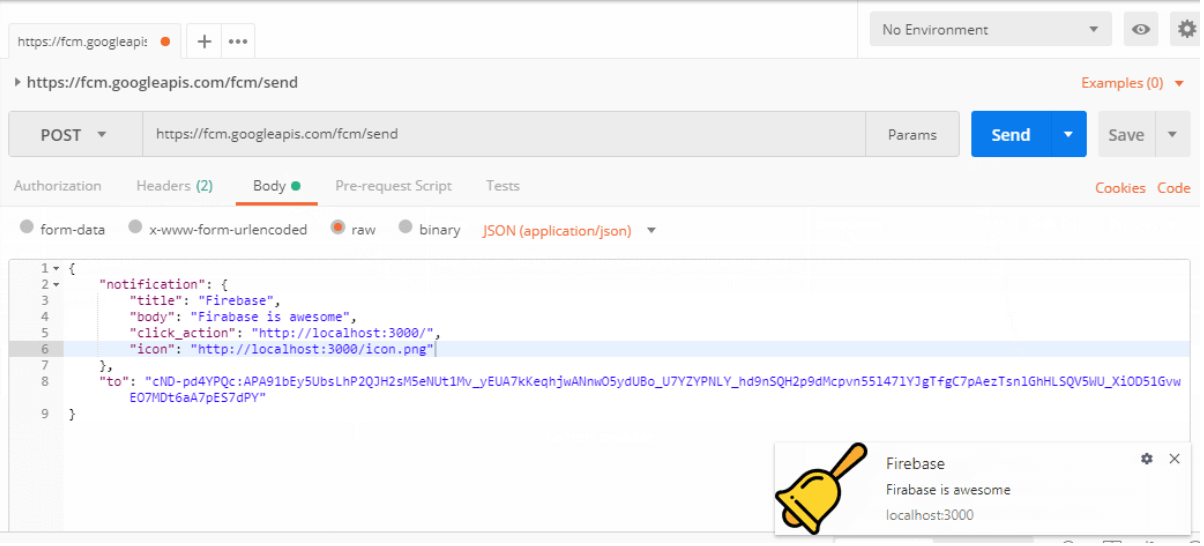 PWA Push Notifications: Sending notifications to one token