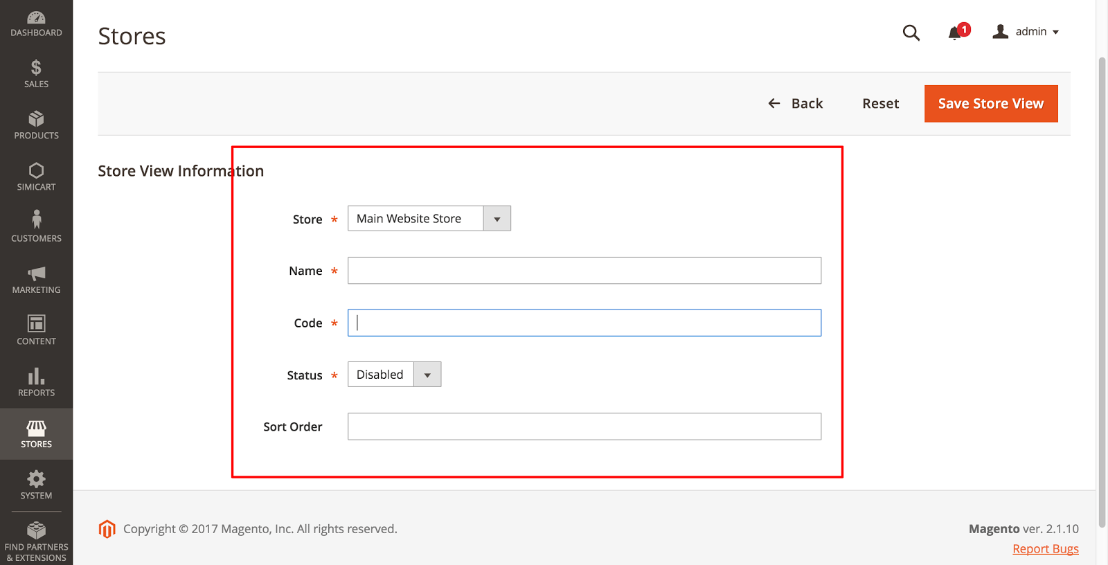 magento 2 save store view