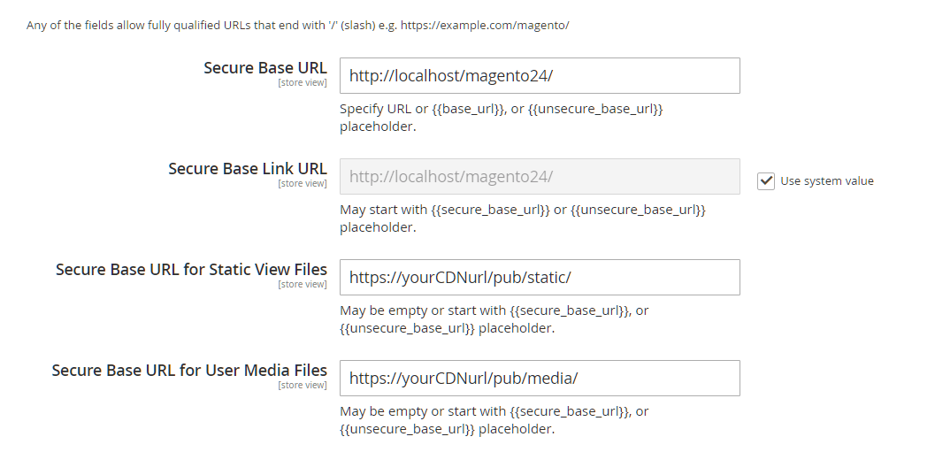 Setting up secure CDN URLs Magento 2
