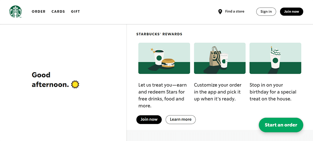 Starbucks PWA on desktop