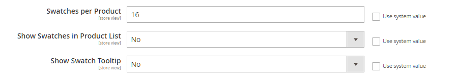 Configure swatches in product listing