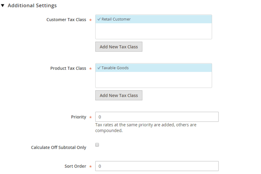magento tax class