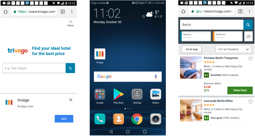 Trivago Progressive Web App