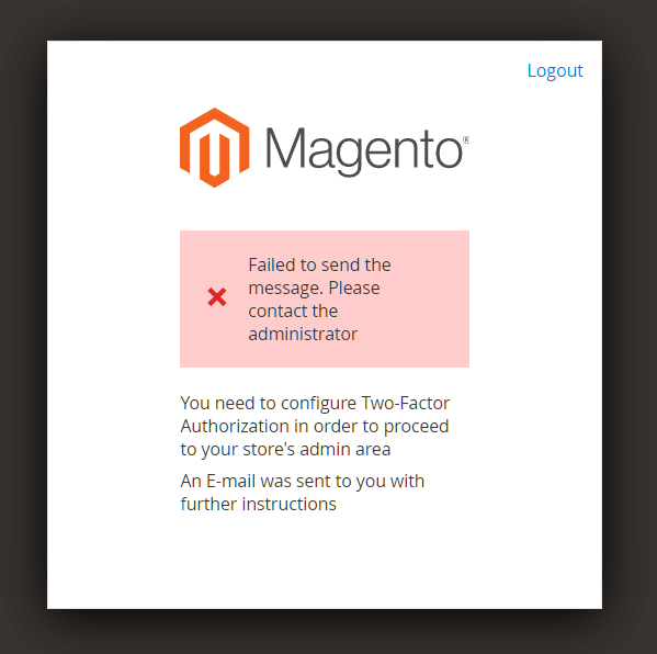 Magento backend two factor authentication error