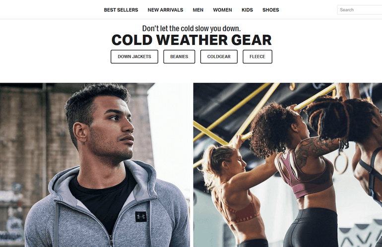 Under Armour UK website storefront